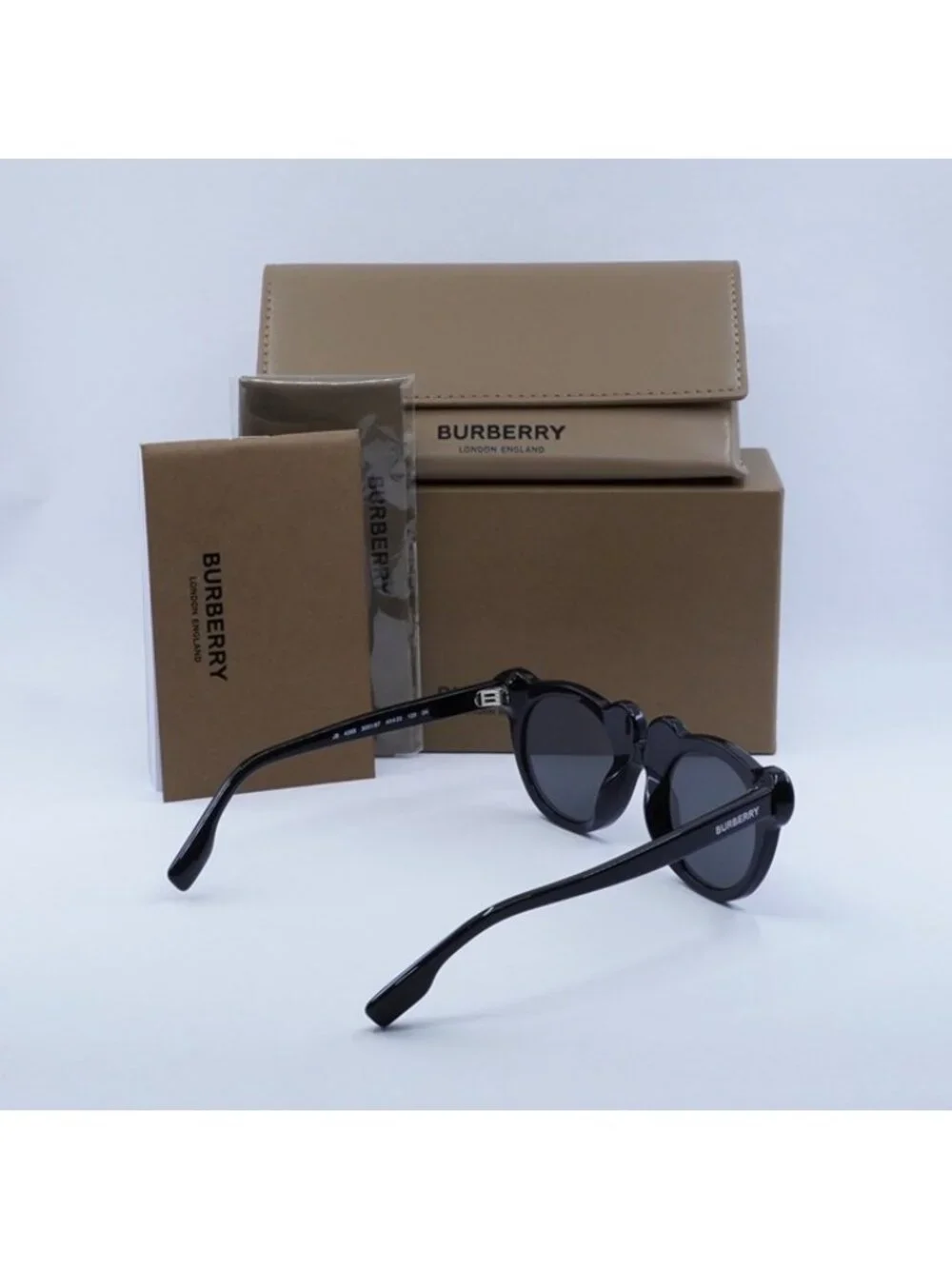 Burberry Kids JB4355 300187 Sunglasses Black Round Frame, Dark Grey Lenses